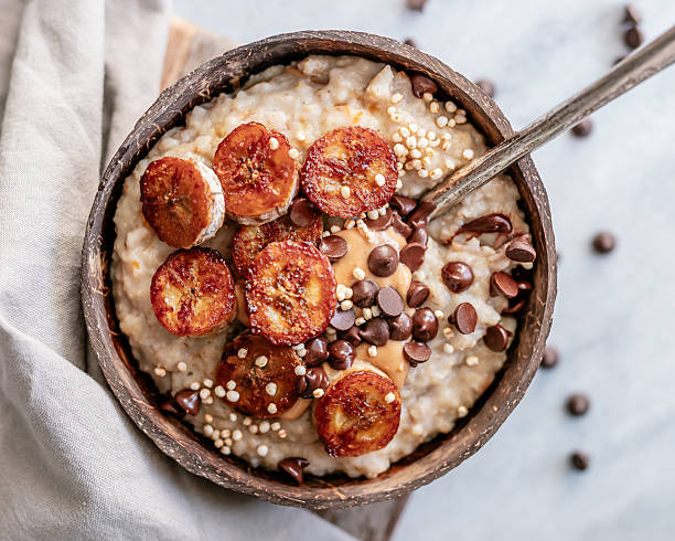 istock Creamy porridge with fried banana 2212047146