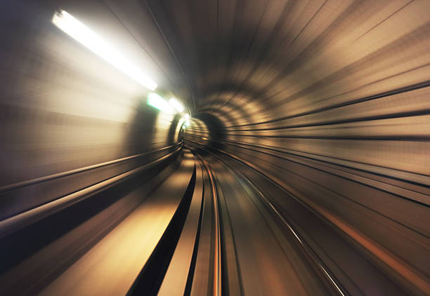 istock Blurred motion in metro tunnel. Copenhagen metro 2212048763