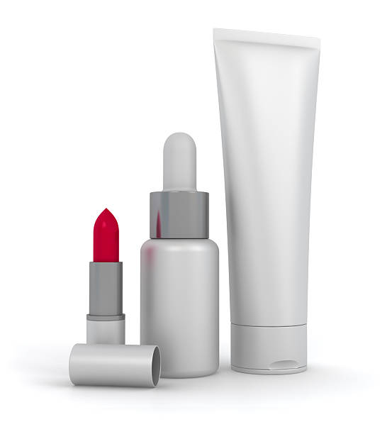 Lipstick, pipette and tube. Digitally Generated Image isolated on white background