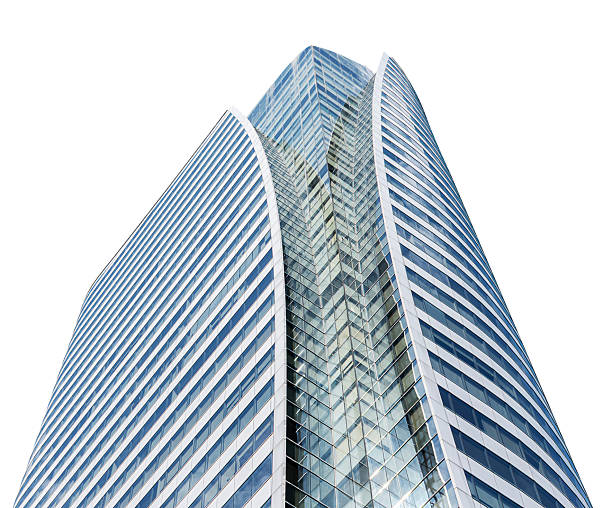 istock Bottom up view tower office building isolated on white background with clipping path 2212065341