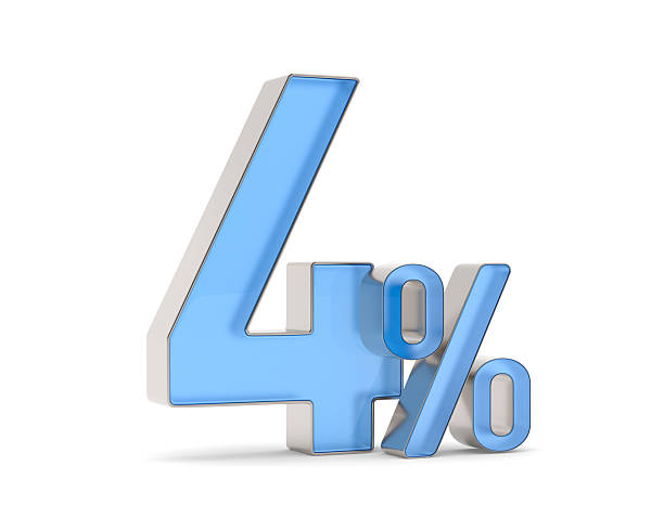 istock Four percent on white background. Isolated 3D illustration 2212067834