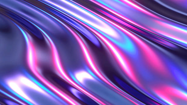 istock Liquid blue chrome waves background, shiny and lustrous metal pattern texture, silky 3D illustration. 2212070059