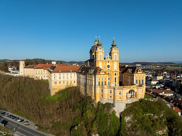 istock Benedictine abbey in Melk, Austria. Aerial view with copy space 2212075365