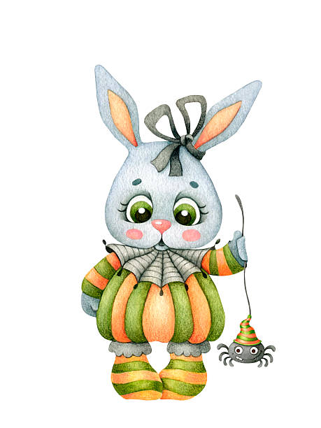 istock Hare. Rabbit. Children's cartoon watercolor character for Halloween. 2212075748