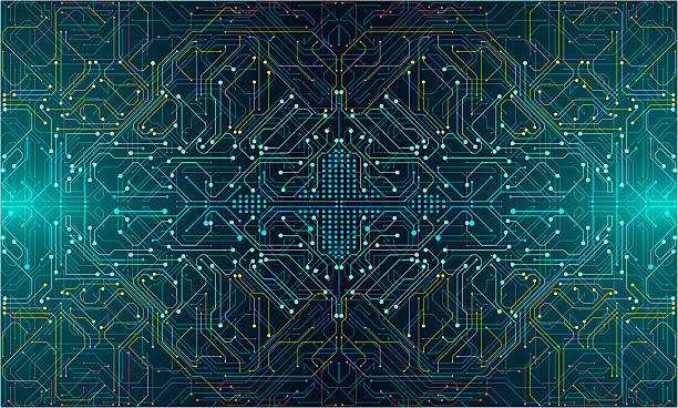 чипсет искусственного интеллекта ai на печатной плате в футуристической концепции, подходящей для будущих технологий искусства, веб-баннер - электронная промышленность stock illustrations