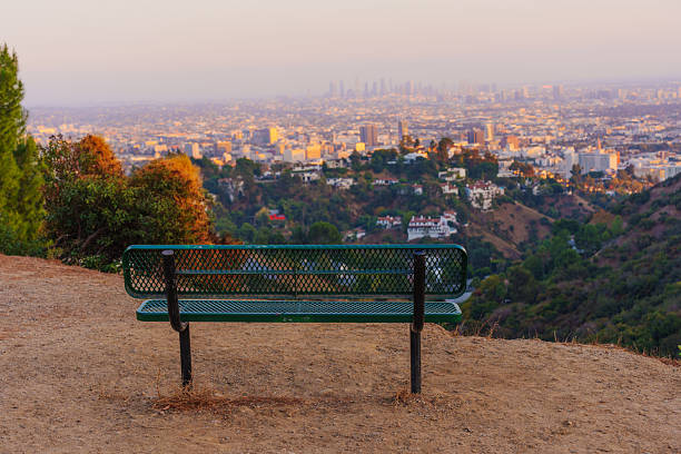 istock Bench Overlooking Los Angeles Skyline at Runyon Canyon Park 2212077310