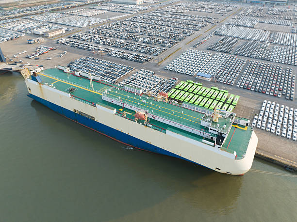Roll off auto carrier Frontier Ace enters the St Johns river on its wat to the port of Jaxport Jacksonville Florida photograph taken August 2024