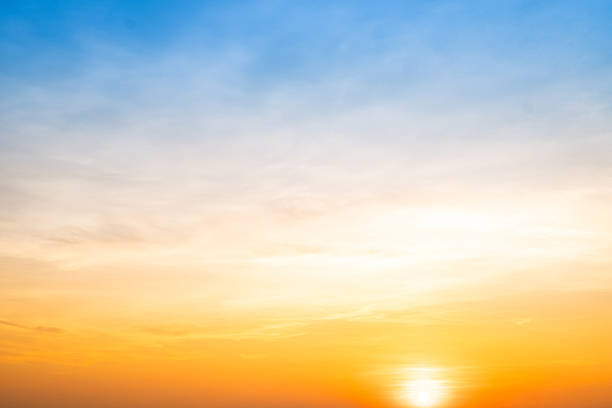 istock Beautiful , luxury soft gradient orange gold clouds and sunlight on the blue sky perfect for the background, take in evening,Twilight, Large size, high definition landscape photo 2212081443