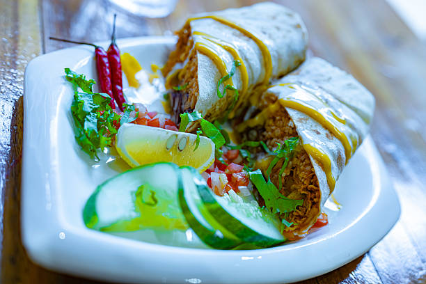 istock Chicken burrito served in restaurant 2212086815
