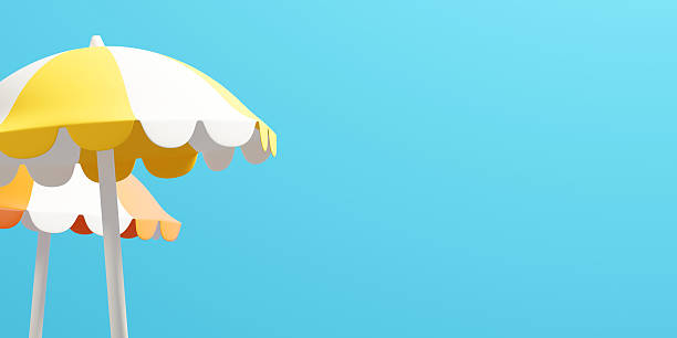 istock Beach umbrella with copy space Summer banner 3D render 2212088852
