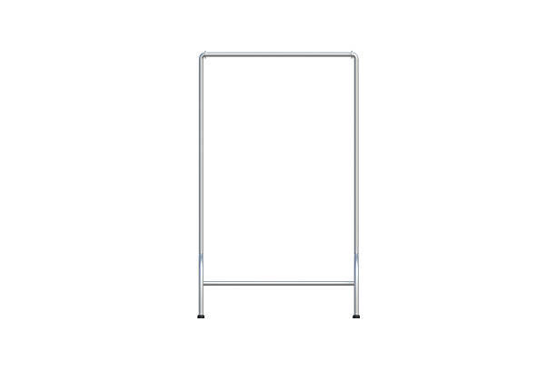 istock Clothing rack isolated on white background. Stand hanger. Front view. 3d render 2212089226