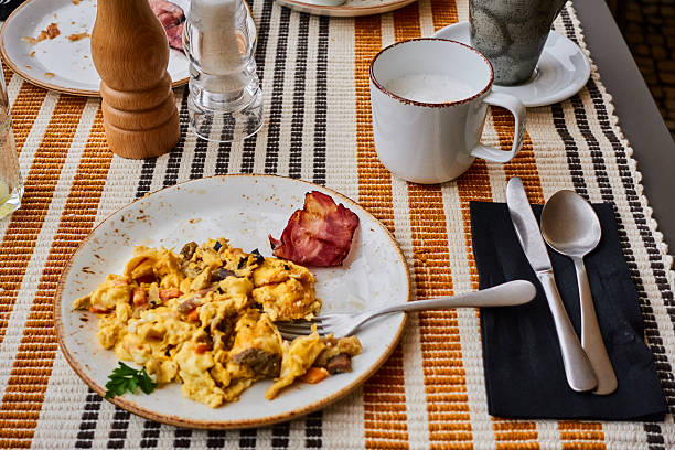 Traditional breakfast on outdoor table