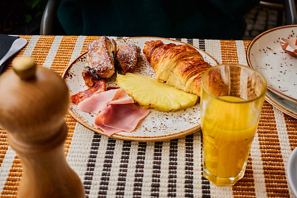 Traditional breakfast on outdoor table