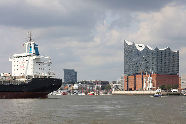 Hamburg - Elbphilharmonie / Hamburg - Elbe Philharmonic Hall seen from river Elbe, Germany - August 07, 2017