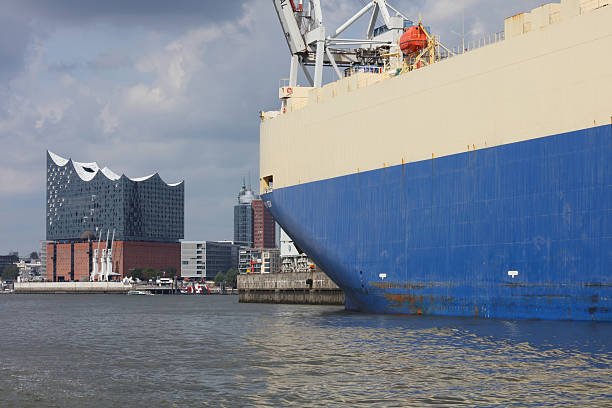 Hamburg - Elbphilharmonie / Hamburg - Elbe Philharmonic Hall seen from river Elbe, Germany - August 07, 2017