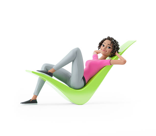 istock 3d beautiful woman lying down on check mark 2212104092