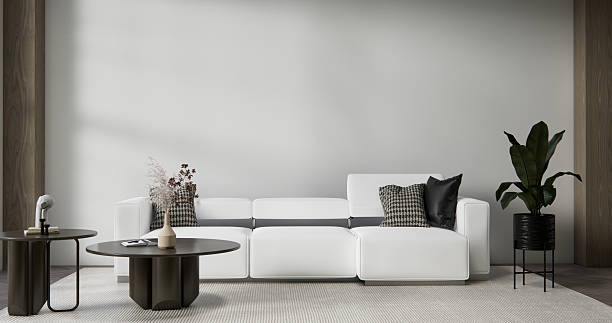 istock sofa armchair minimalist design muji style.3D rendering 2212106260