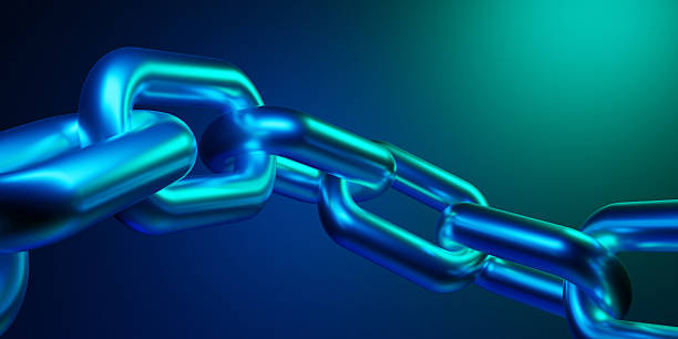 istock 3D Blockchain Chain Links in Futuristic Colors 2212106523