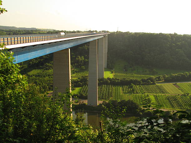 Construction site of a highway bridge. Aerial view