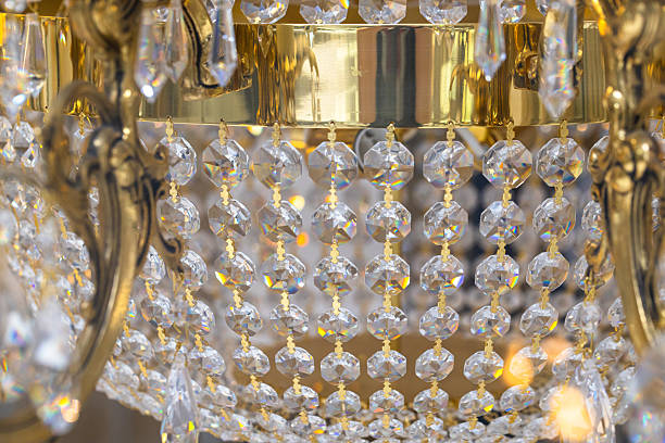 istock Closeup of crystal chandelier 2212125599