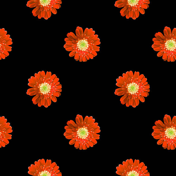 istock Seamless pattern of vivid red gerbera flowers on white background. Energetic floral texture great for decorations, invitations, and packaging. 2212129497