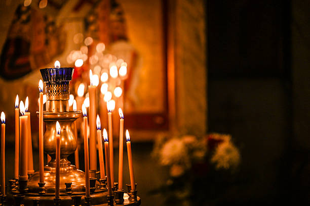 Russian Orthodox church. Burning candle