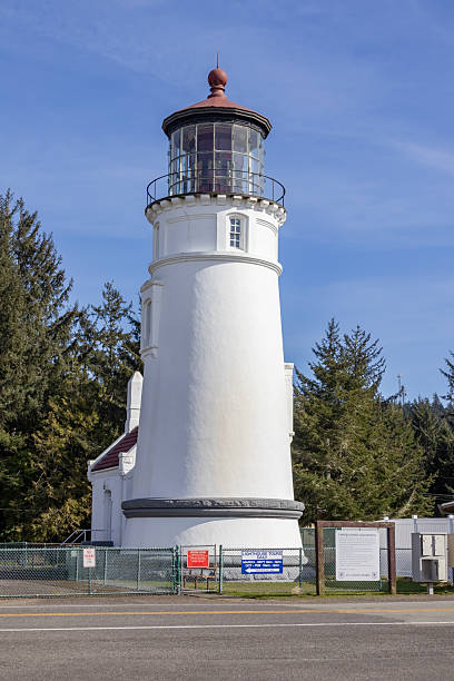 Virginia Beach, Virginia, USA - April 13, 2024: The historic “new” Cape Henry Lighthouse at Fort Story along the Atlantic Ocean.
