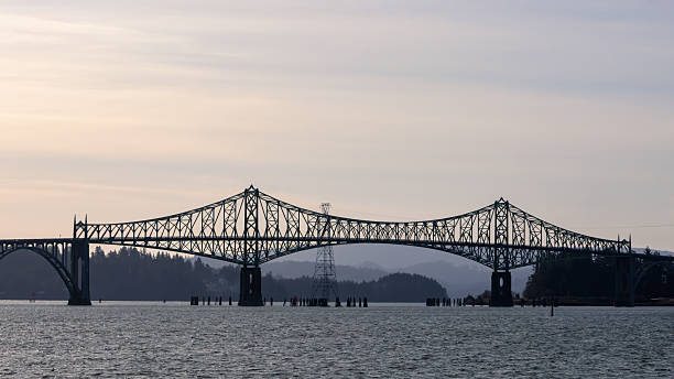 North Bend Oregon March 9 2025 Conde B. McCullough Memorial Bridge, is a cantilever bridge that spans the Coos Bay on U.S. Route 101