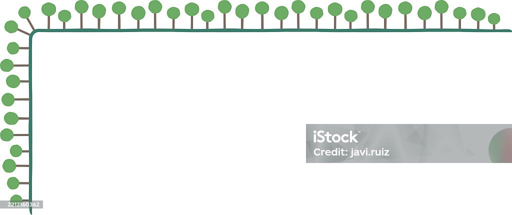Lshaped Border With Schematic Trees Stock Illustration - Download Image ...