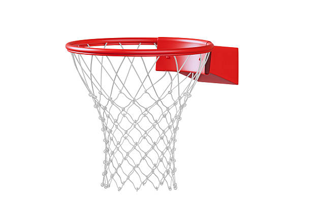 istock Modern red basketball hoop with net on white background 2212166527