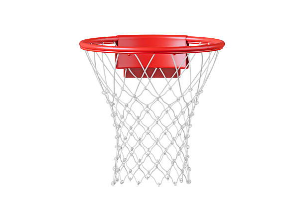 istock Modern red basketball hoop with net on white background 2212166530