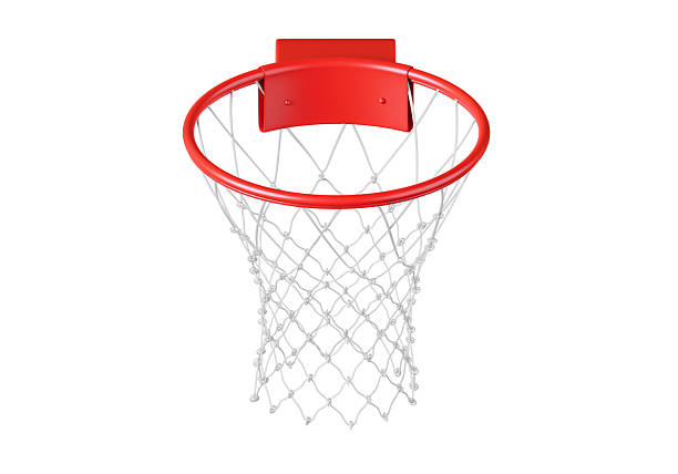 istock Modern red basketball hoop with net on white background 2212166539