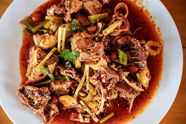 A plate of spicy cold mixed chicken
