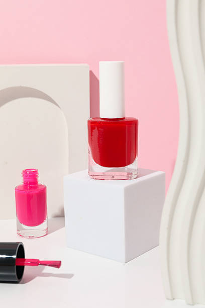 istock Red nail polish on a light background 2212174668