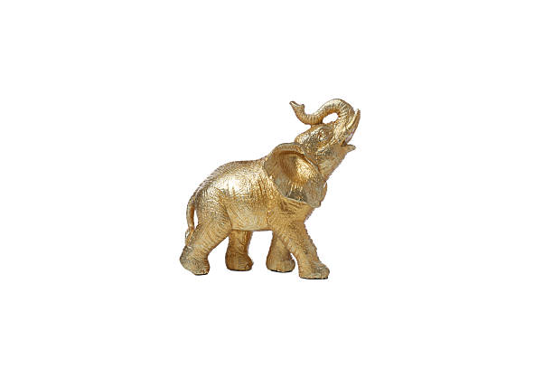 istock PNG, Golden elephant statue, isolated on white background 2212176597