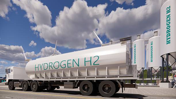 istock 3D rendering Factory Green Hydrogen Tank construction site.Renewable Clean Gas Storage Tanks of Hydrogen .Net zero concept. 2212178208