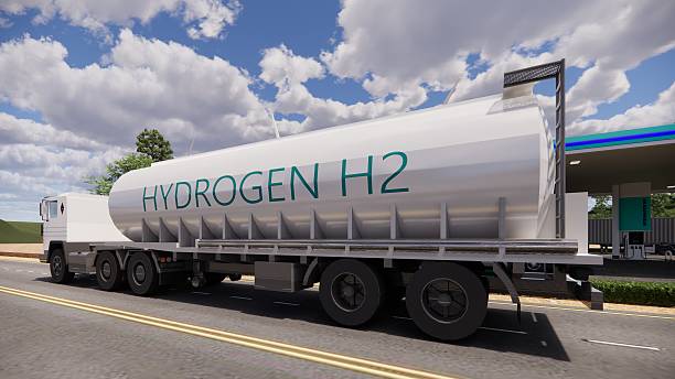 istock 3D rendering Factory Green Hydrogen Tank construction site.Renewable Clean Gas Storage Tanks of Hydrogen .Net zero concept. 2212178288