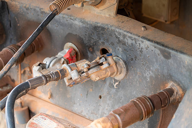 istock Industrial equipment maintenance workshop close-up mechanic's view hydraulic systems 2212178491