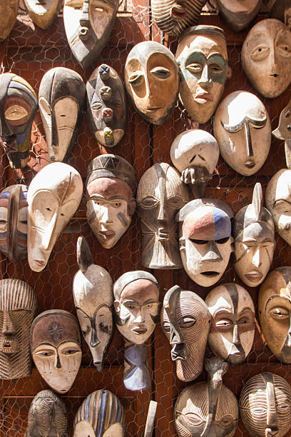 istock wooden traditional moroccan masks at Marrakech 2212185197