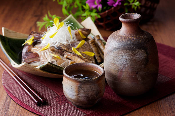 istock Japanese Sake with Simmered Sea Bream Head 2212185867