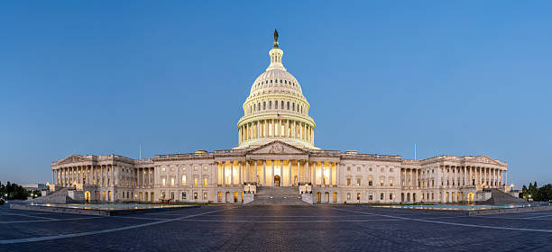 Panorama of the illuminated U.S. Capitol Building