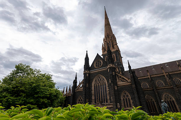 Exterior view of Saint Patrick's Cathedral in Melbourne, Victoria, Australia