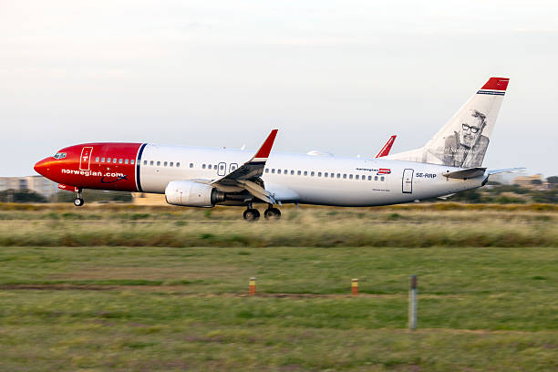Luqa, Malta - April 26, 2025: Norwegian Air Sweden Boeing 737-8JP (REG: SE-RRP) landing from Copenhagen.