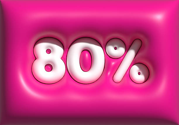 Fluffy 80% on pink soft balloon surface.