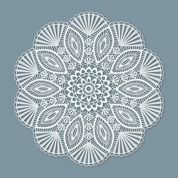 istock Round openwork lace doily. Imitation of crochet. Shadow and bevel effects. 2212209947