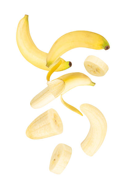 istock Falling Banana isolated on white background with clipping path, full depth of field 2212211930