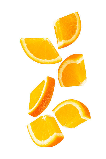 istock Falling Orange isolated on white background with clipping path, full depth of field 2212211977