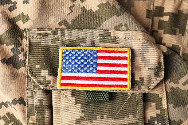 istock Veterans day. USA army patch on military uniform, closeup 2212212651
