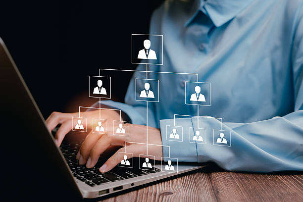 istock Digital Networking Concept with Laptop and People Connections, business concept 2212215503