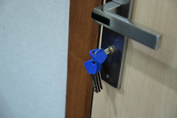 istock Door with door handle and lock 2212218130